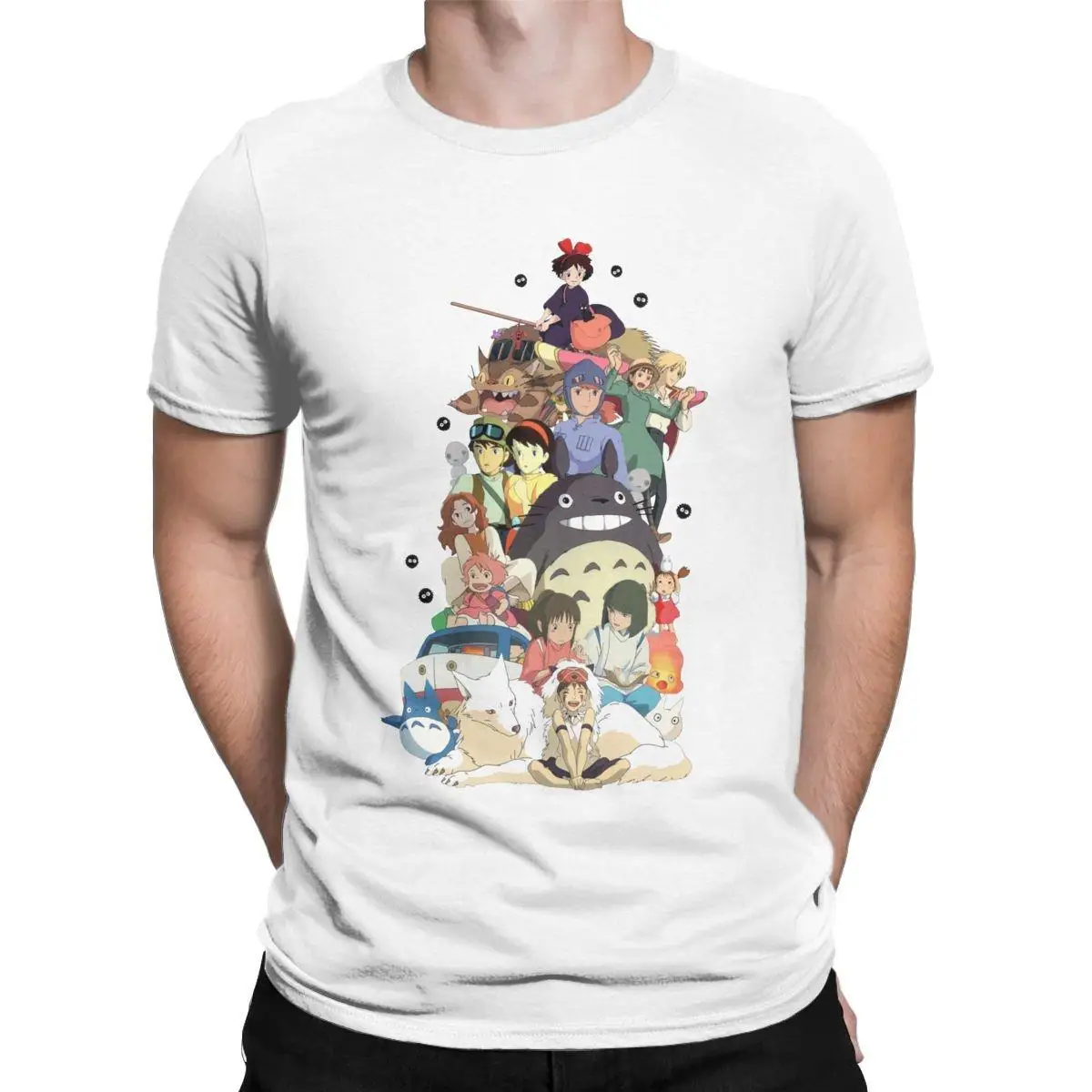 

Vintage Studio Ghibli Spirited Away T-Shirts Men Crewneck Cotton T Shirts Anime Short Sleeve Tees Plus Size Clothes