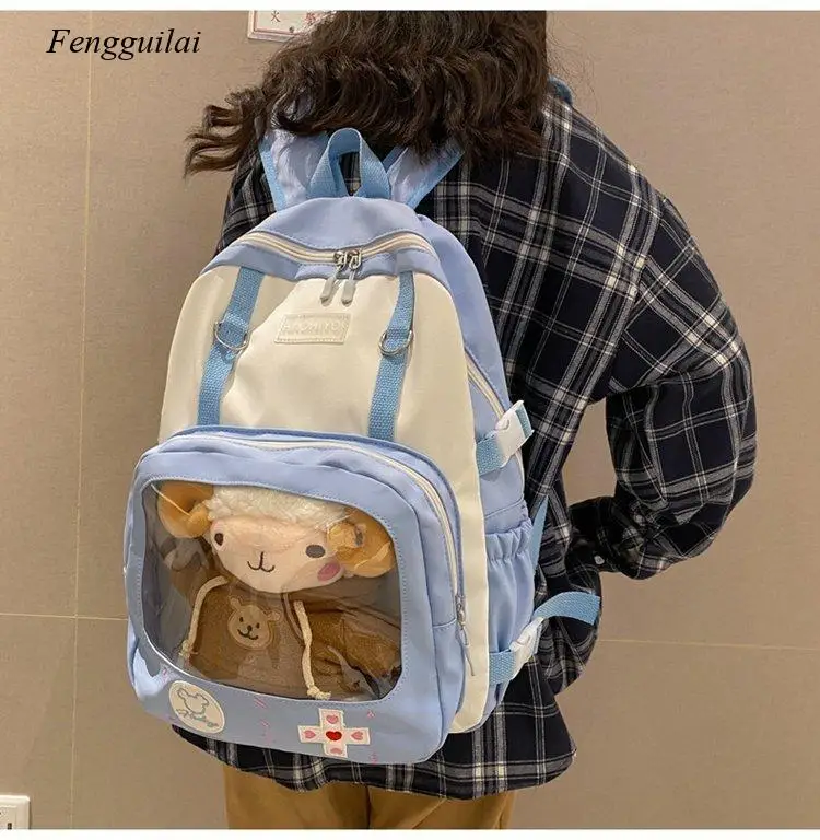 Japanischen Anime Peripheren Schul Niedlich Lustige Persönlichkeit Spaß Student Transparent Tasche Rucksack Weibliche Senden Puppe