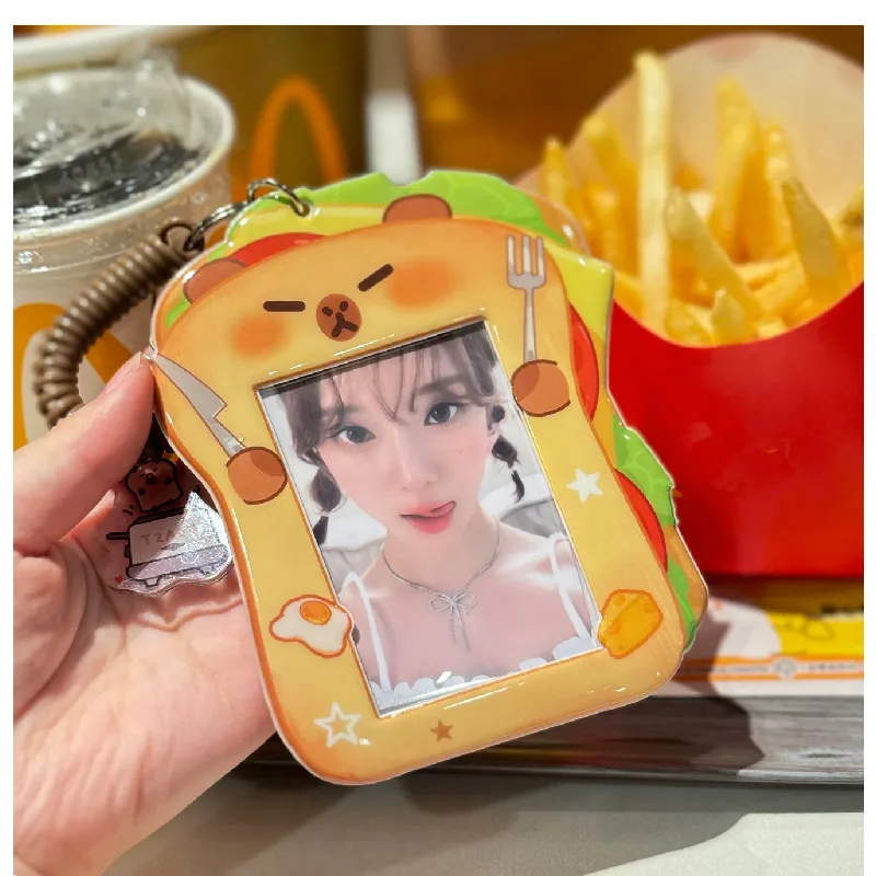 Photo Card Holder Card Holder 3 inch Corn sandwich Kpop Photocard Holder Bag Pendant School Stationery