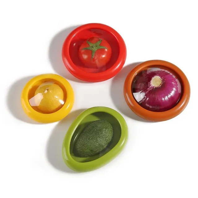 Scatola per la conservazione degli alimenti in silicone per frutta e verdura da 1 pezzo/4 pezzi, set di contenitori per la conservazione degli alimenti, portatile, impilabile e a prova di perdite, per mantenere 3