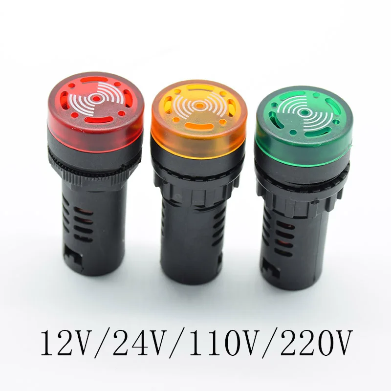 

1pc Panel Mount 22mm led Indicator buzzer 12V 24V 110V 220V light led buzzer red green yellow LED lamp Signal Lamp