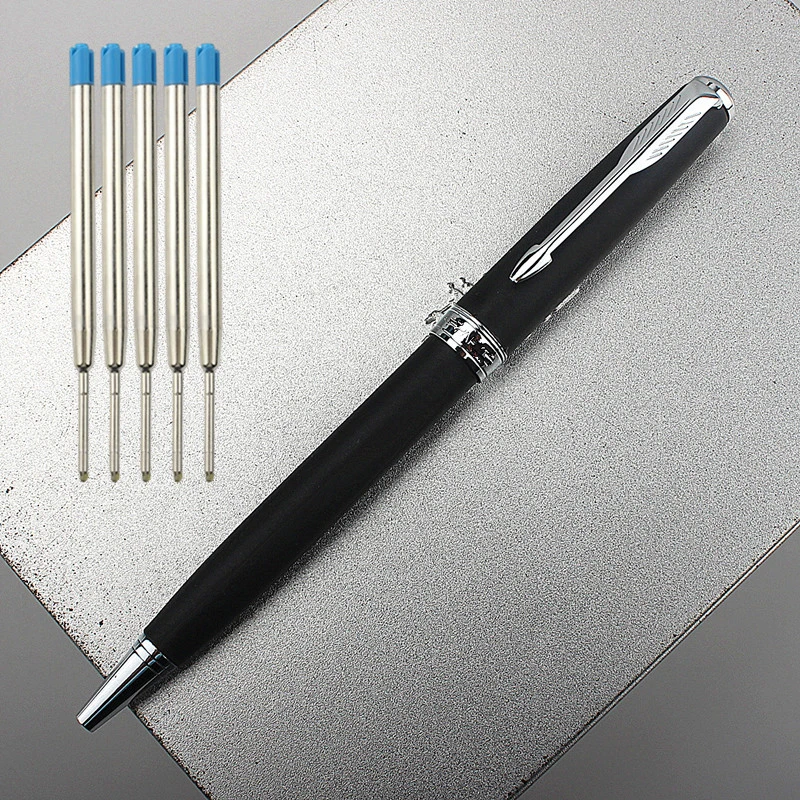 1 Piece Frosted black Creative Ballpoint Pen Business Metal Office Rotate Pens School Stationery