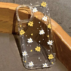 Summer Yellow and White Floral Fragments Clear Phone Case Cover - iPhone 14 (1)