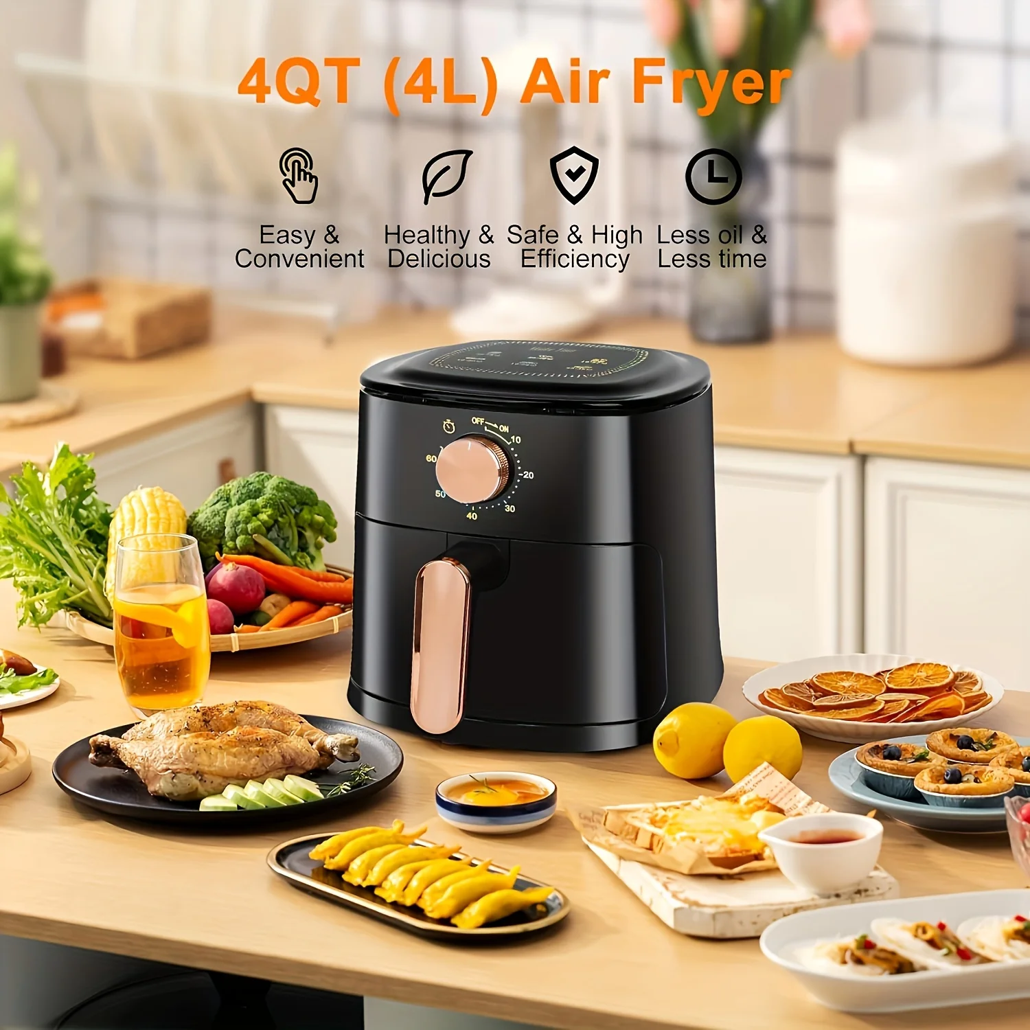 4L Mechanical Air Fryer-User-Friendly Multi-Functional Kitchen Companion for Healthy, Easy Cooking & Diverse Cuisine