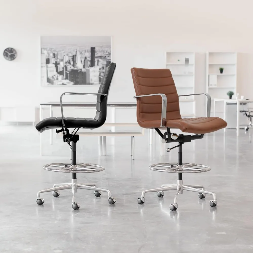 ergonomic ribbed drafting chair for standing desks - commercial grade, height adjustable