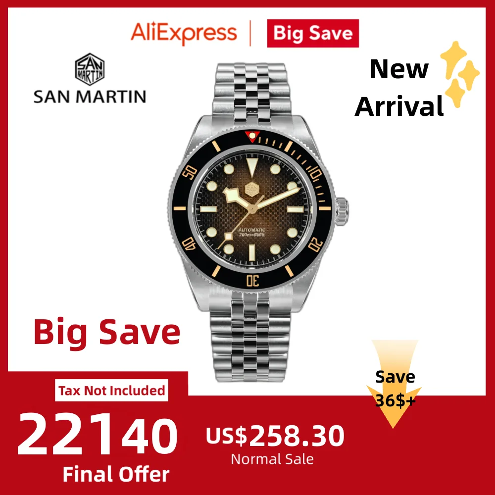 San Martin 40mm Gradient Waffle Dial BB NH35 Automatic Watch For Men Jubilee Bracelet Luxury Dive BGW-X1 Erkek Saat SN0128-3