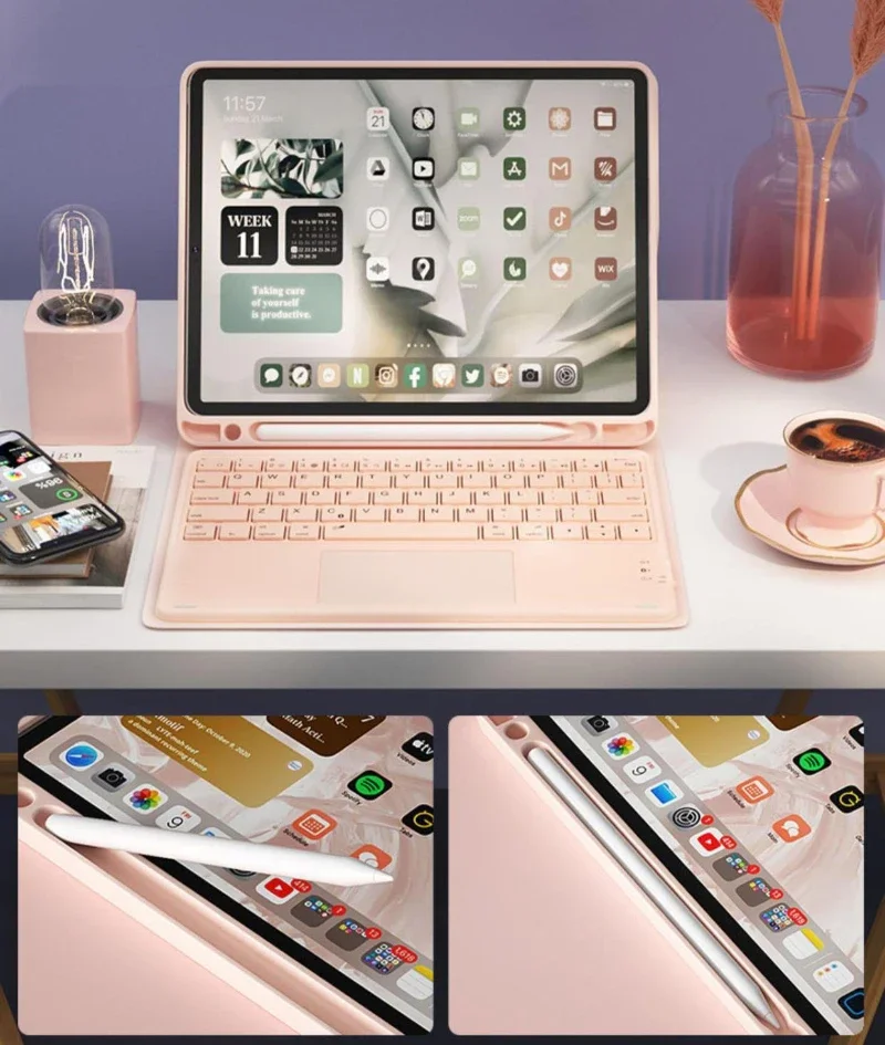 Enhanced Touchpad Keyboard Case with Foldable Smart Cover