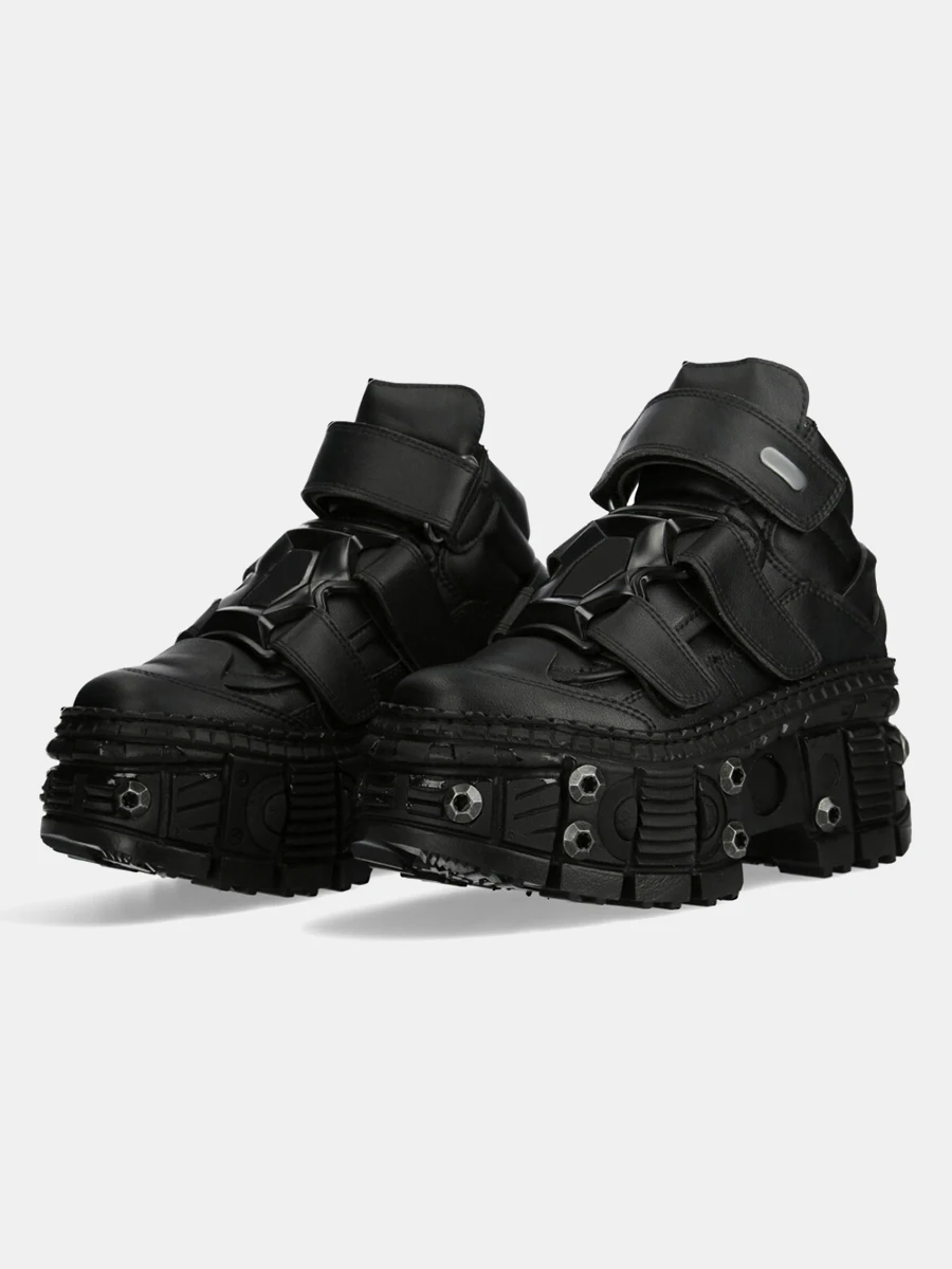 2024 Retro Tank Bottom Dark Punk Muffin Bottom Leather Metal High-Top Shoes Men and Women Same Style Platform Street Style Pumps