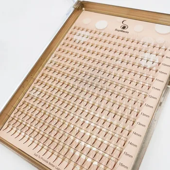 러시아 볼륨 팬, Supmacio 브라운 사전 제작 팬 속눈썹 확장, 6d 0.07mm 320 팬, 인조 밍크 메이크업