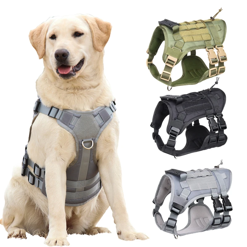 Tactical Large Dog Harness Pet Outdoor Military Training Vest Harness