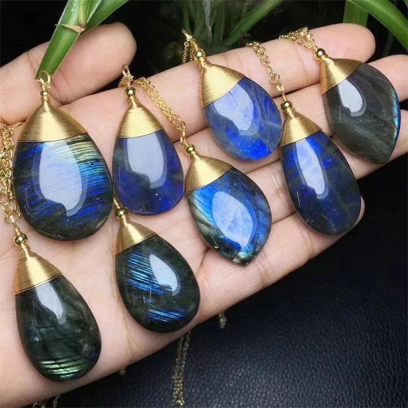 

Natural Labradorite Pendant Lrregular Polishing Jewelry Necklace Crystal Healing Lucky Fashion Accessory Gift 1pcs