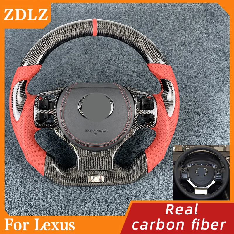 

Carbon Fiber Red Perforated leather Car Steering Wheel FOR Lexus ISF ES UX LS LM LC RX NX RZ CT GS