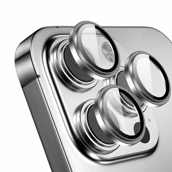 Blue Metal Lens Ring Camera Protector Covers with Full Glass Shield - iP 12ProMax(3pcs (Silver)