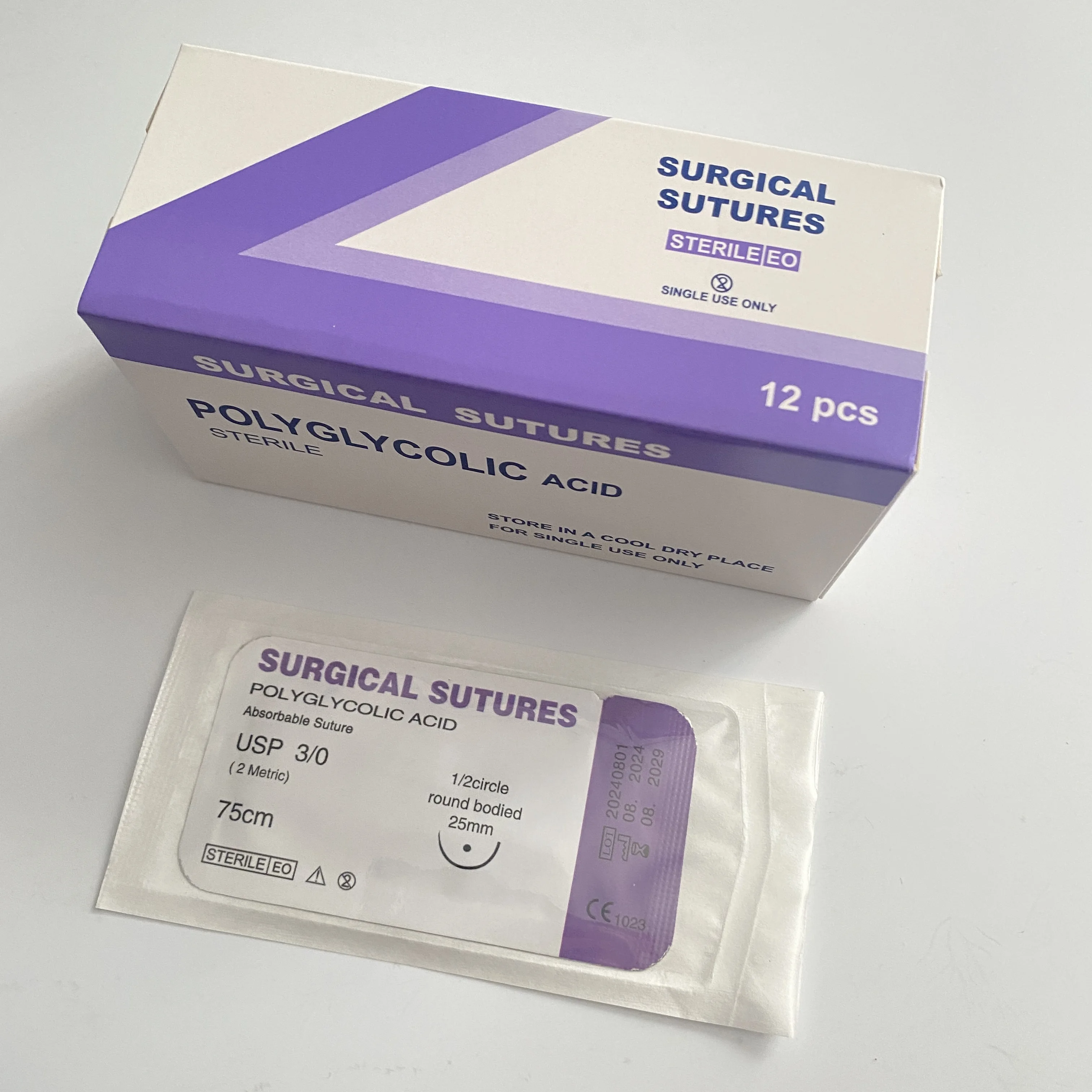 Absorbable suture thread pet surgical accessories Animal absorbable suture thread with needle PGA material for cat and dog surgery veterinary pet hospital absorbable suture thre