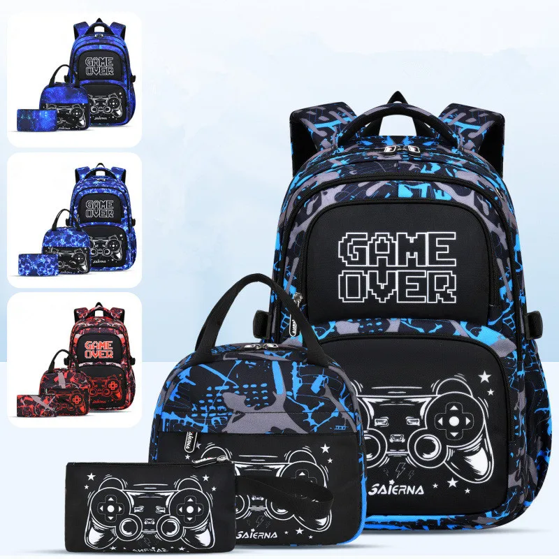 Camouflage graffiti School Bag for Primary Children 3 in 1 Schoolbag with Lunch Bag Kids Book Bag for Boys Girls Kawaii Backpack 1