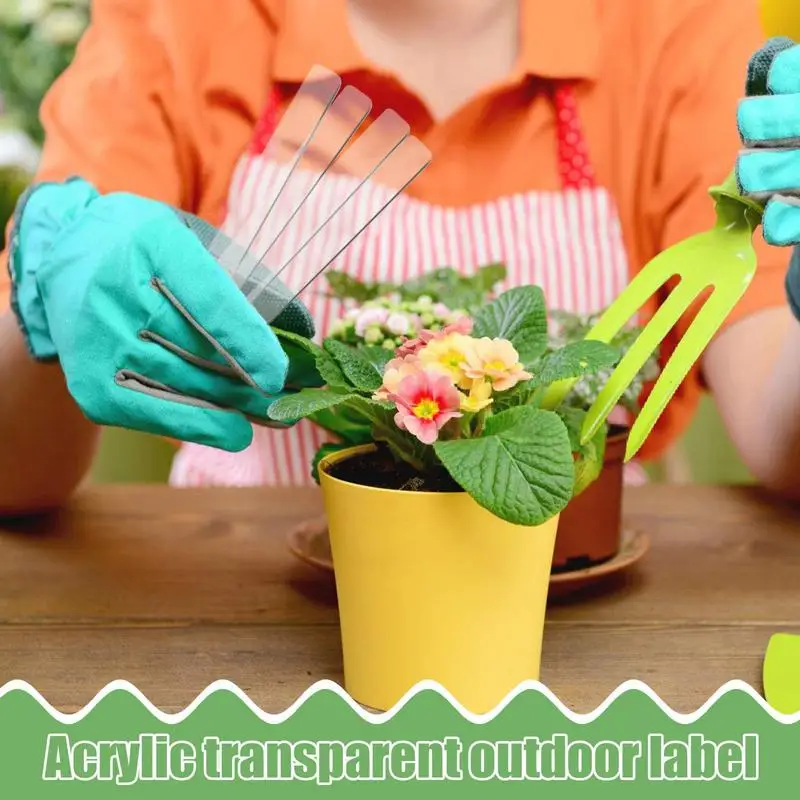 Acrylic Plant Labels Transparent Acrylic Plant Tags 10PCS Portable Name Tags Wear-resistant For Vegetable