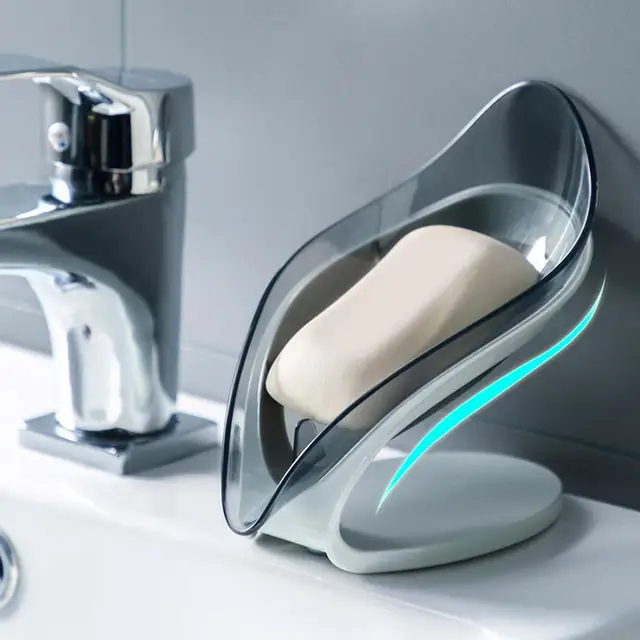 1 pz foglia portasapone per bagno doccia portatile antiscivolo portasapone portasapone in plastica vassoio in spugna per bagno cucina accesso G2c8 6