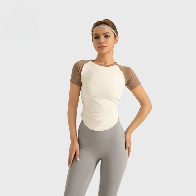 New Women's Compression Fit Quick-Dry Yoga Running Tee Athletic Short Sleeve T-Shirt Sportswear Workout Top Breathable Gym Tops