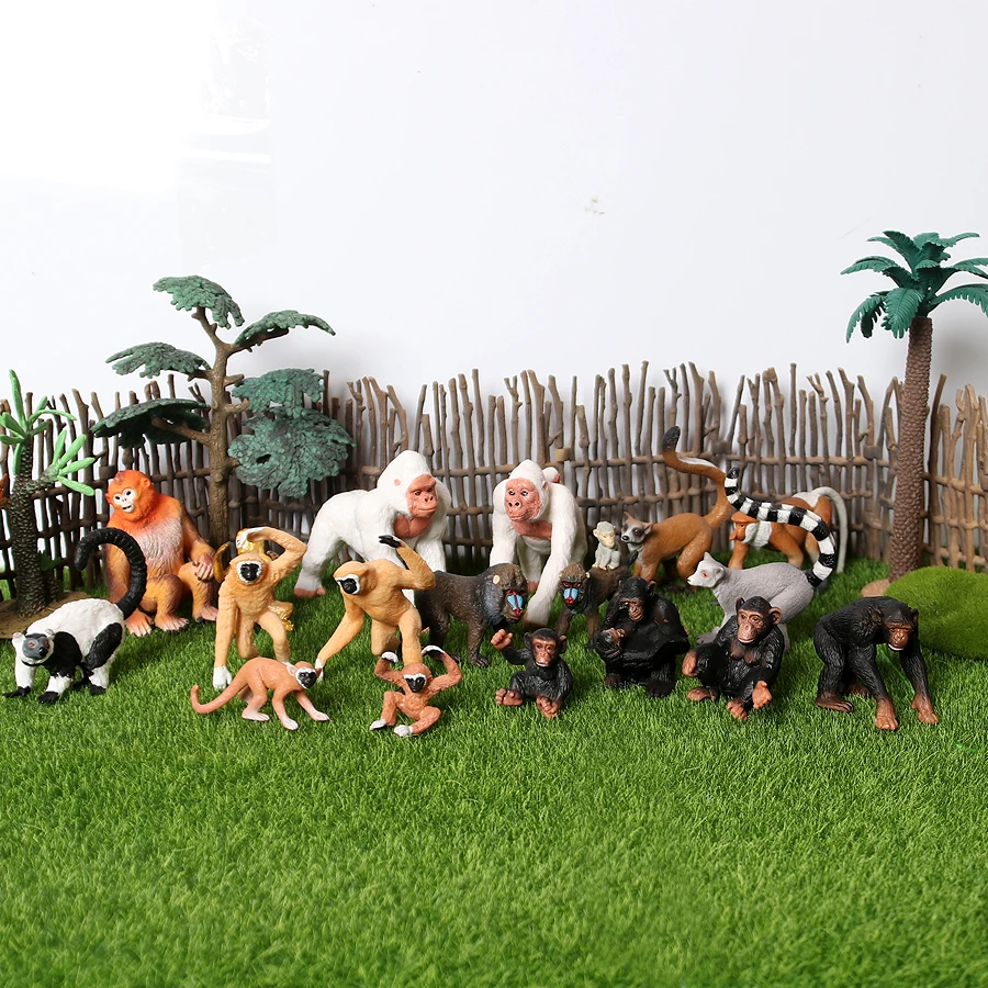 

Simulation Various chimpanzee,Monkeys,Gorillas,mandrill Figurines Animals Miniature Model Figure Cake Toppers Birthday Gift