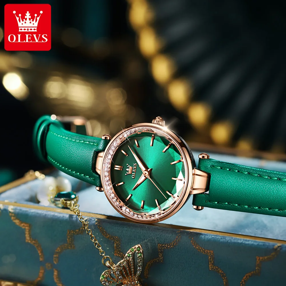 ساعة ماركة OLEVS عصرية بحلقة خارجية مرصعة بالألماس...