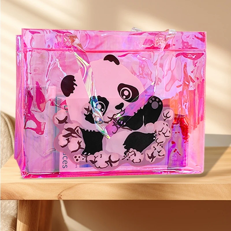 Transparent Tote Bags For Student Beauty Transparent Tote Bags For Girls Large Capacity with Handles Portable Shopping Handbag