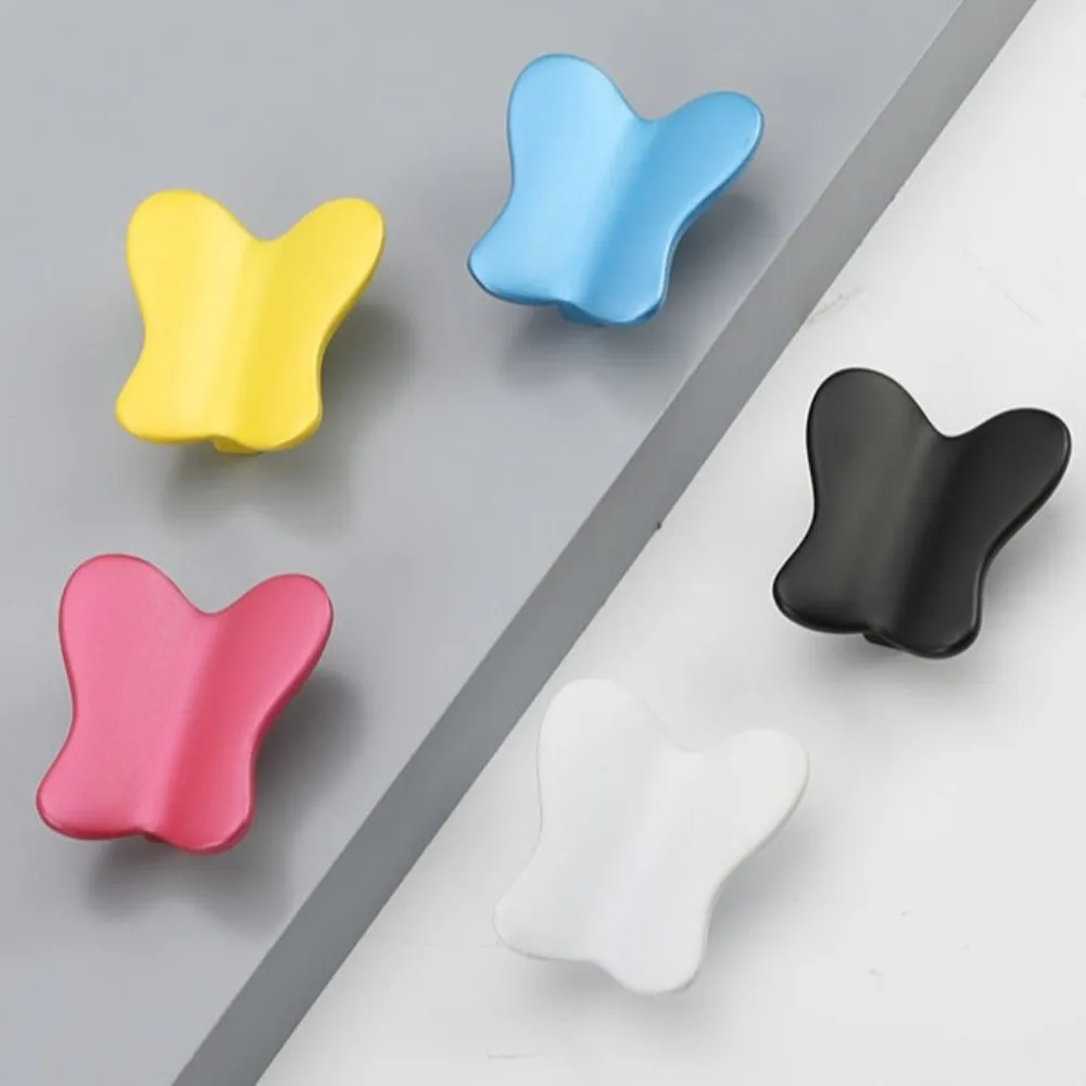 Zinc Alloy Butterfly Door Handles Colorful Wardrobe Pulls Furniture Handles Cupboard Window Cabinets Drawers Knobs Kitchen