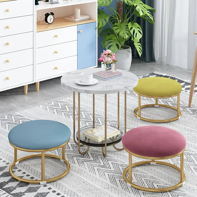 Nordic Fabric Craft Shoe Changing Stool Home Living Room Doorway Fitting Room Sofa Stool Oval Internet Celebrity Rest Stool