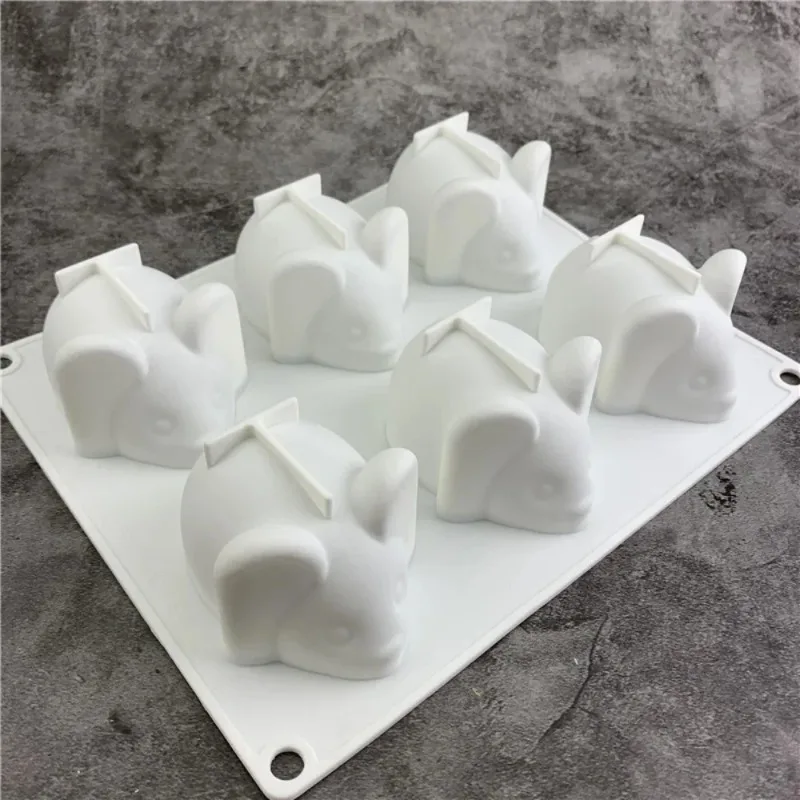 6 Cavity Mouse Mold Mousse Cake Dessert Baking Chocolate Silicone Mold Kitchen Baking Tray Fondant Cake Decorating Tool Cake