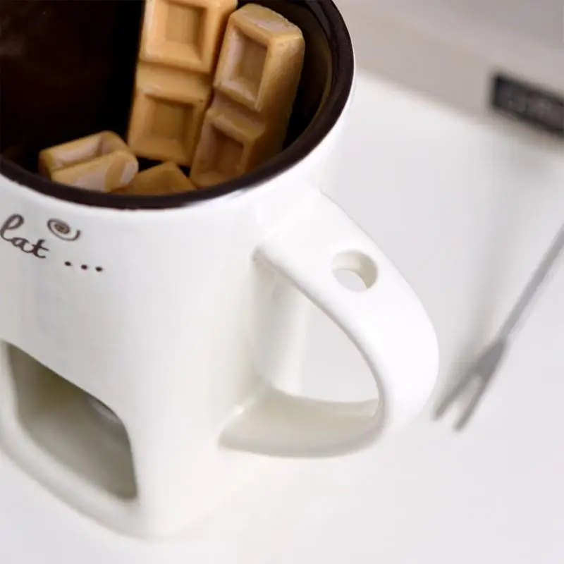 Chocolate Fondue Mug Set 130ml Personal Chocolate Fondue Mug Creative Melt Hot Pot Cup for Cheese Butter Cute