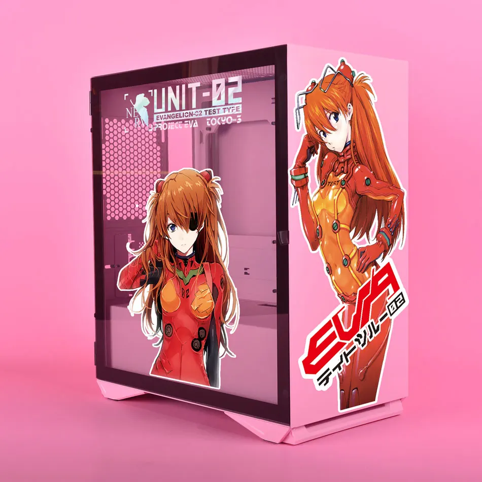 Evangelion EVA Anime Stickers for PC Case,Cartoon Decor Decal for ATX Mid Tower Computer,Waterproof Easy Removable