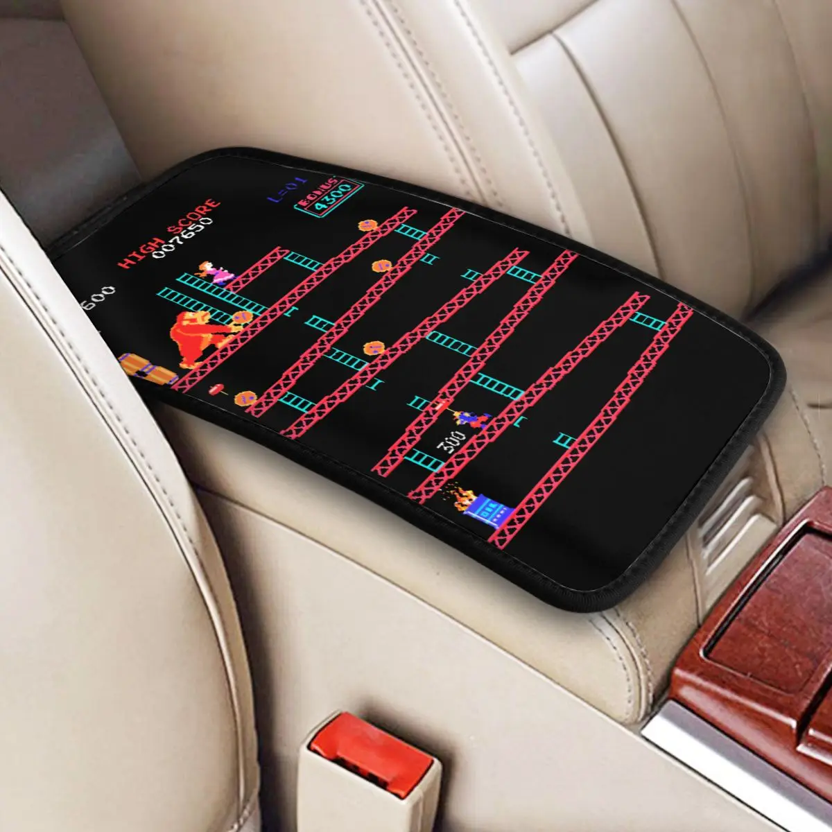 Donkey Kong Car Armrest Cover Mat Arcade Game Collage Vintage Retro Center Console Cushion Pad Waterproof Car Accessories