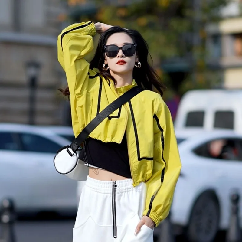 Women Coat Summer Zipper Sweatshirt Long Sleeve Jacket New Large Size Splicing Korea Sunscreen Clothing Thin Breathable New