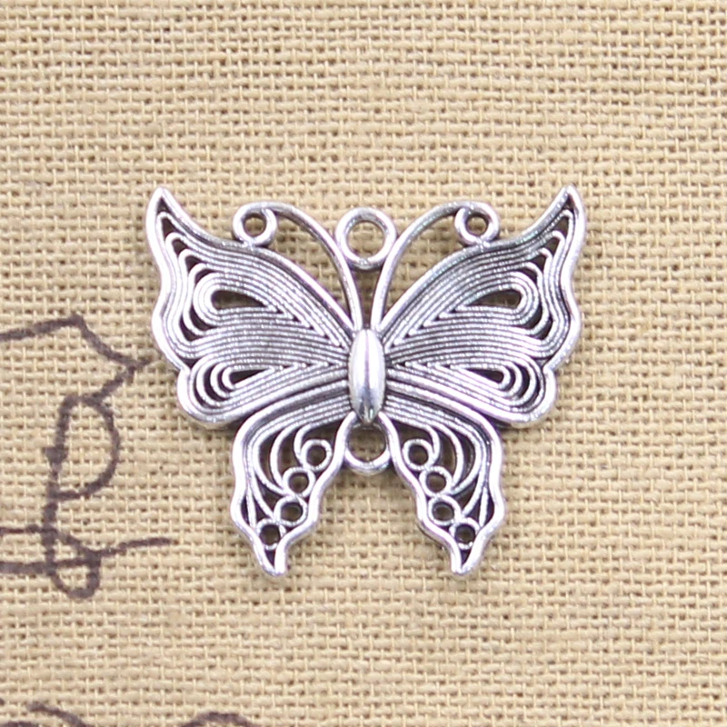 15 Stück Charms Hohlschmetterling 23x26mm Tibetsilber Farbe Anhänger Antiker Schmuckherstellung DIY Handarbeit