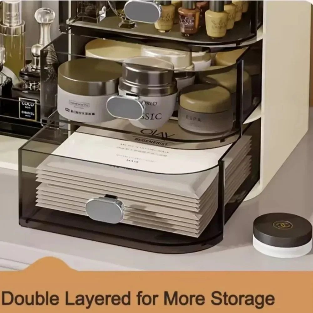 Makeup Storage Box Dressing Table Sundries Organizer Case Drawer Style Desktop Cabinet Lipstick Facial Mask Make Up Organizer 5