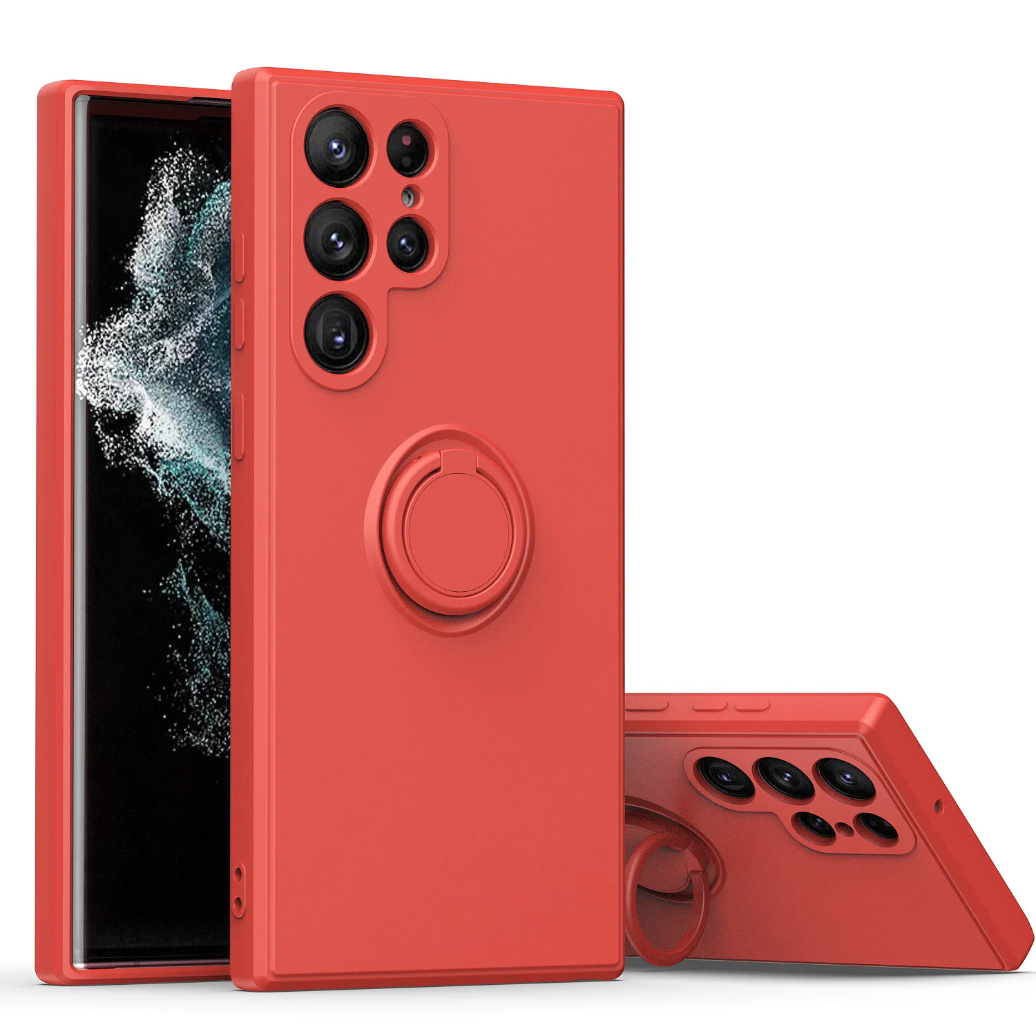 Liquid Silicone Magnetic Phone Case with Ring Holder Back Cover