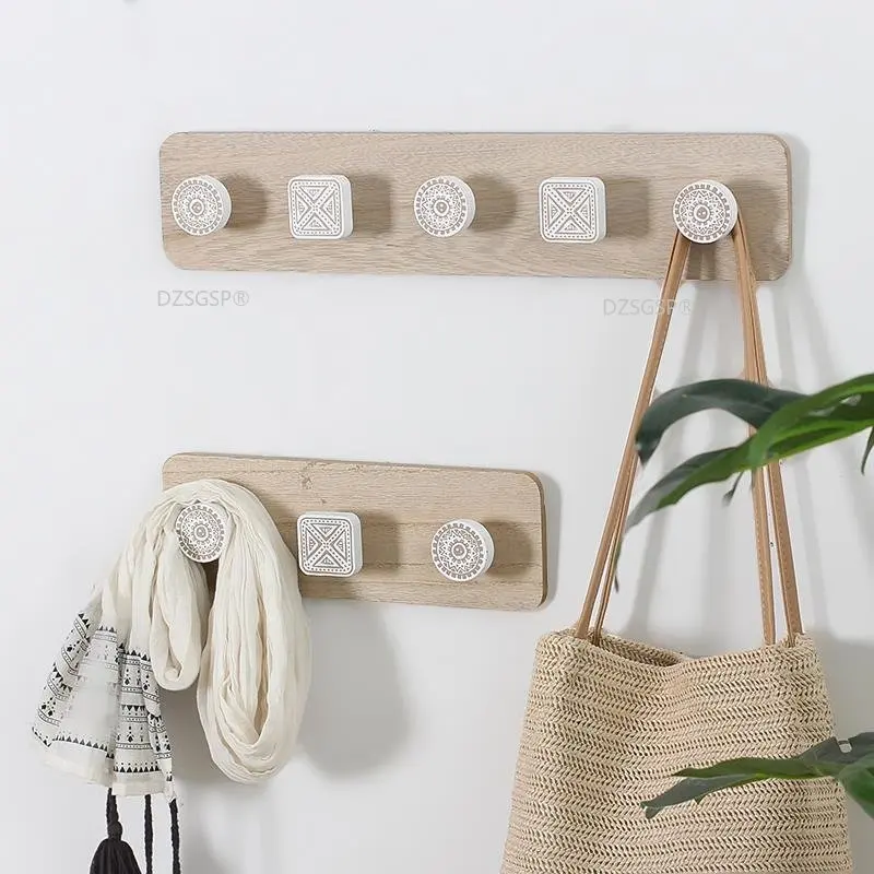 

Decorative Clothes Hangers Key Holder Wall Mounted Coat Rack Key Hanger Wall Shelf Nordic Wood Coat Hanger Wall Hook Home