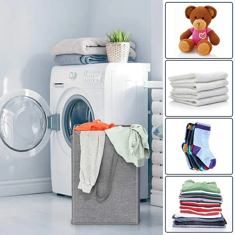 45L Thin Laundry Basket with Cover, Narrow Hand, Fine Hand, Dirty Laundry Basket, Bedroom, Kindergarten, Whole Basket Storage