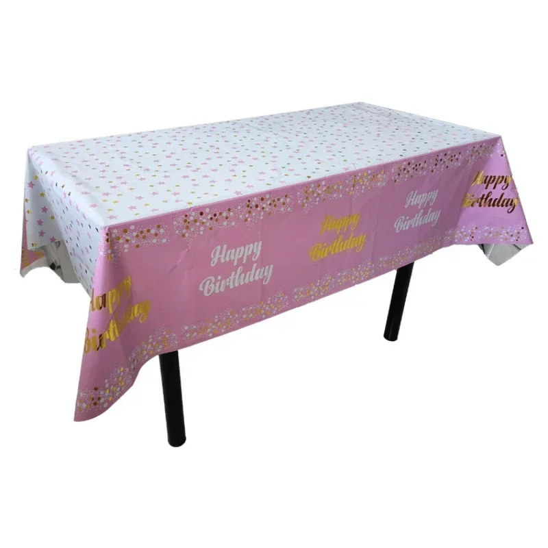 2pcs Waterproof Tablecloth Tablecloth Family Party Tablecloths Happy Birthday Themed Print Party Decoration