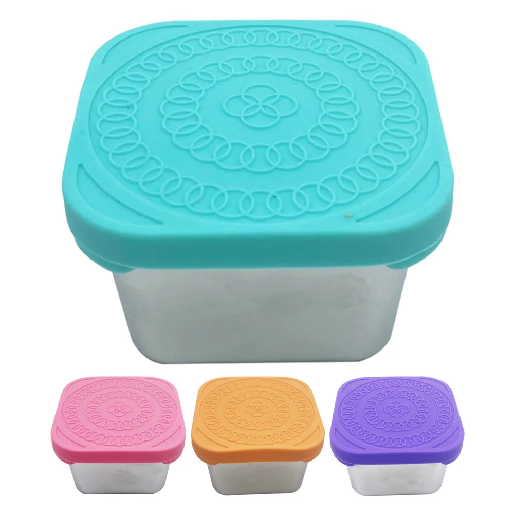 

4pcs Portable Dressing Box Leak-proof Salad Dressing Container Small Box with Silicone Lid