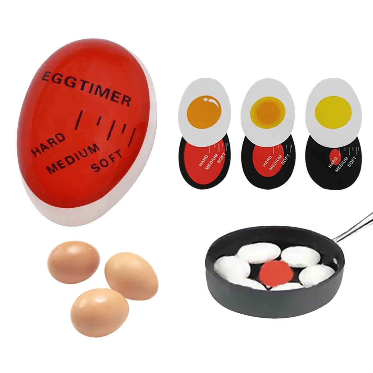 1pcs Egg Timer Boiled Egg Ripening Observer Yummy Soft Hard Egg Cooking Color Changing Creative Kitchen Utensils 2