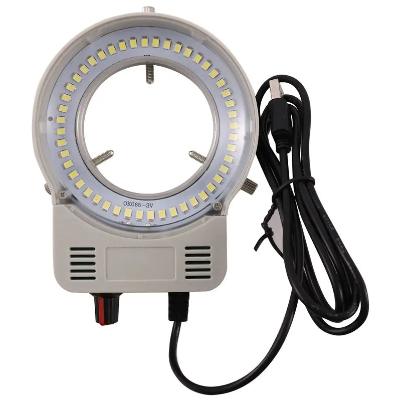 48 LED Industrial Microscope Camera Light Source Ring Lamp Light Illuminator Lamp Adjustable Brightness USB Interface