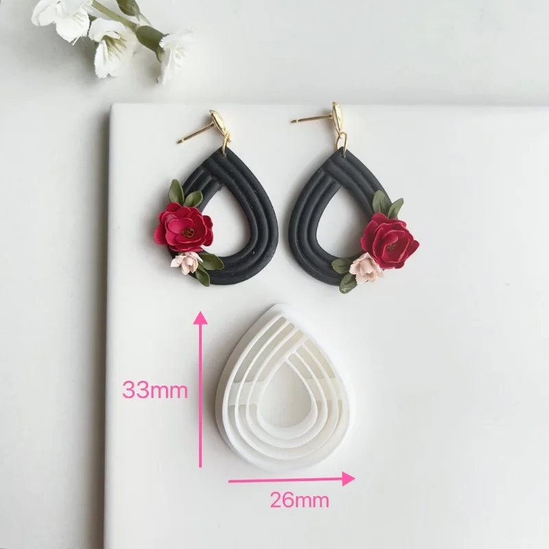 Hollow Embossed Flower Leaf Polymer Clay Mold - Geometric Shapes for DIY Earring Making and Handmade Crafts