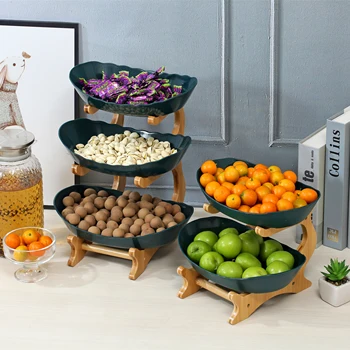 Piatto di frutta a 2/3 strati Casa Soggiorno Piatto di snack in plastica Creativo moderno Cestino di frutta secca Piatto di caramelle Torta Stand Insalatiera 1