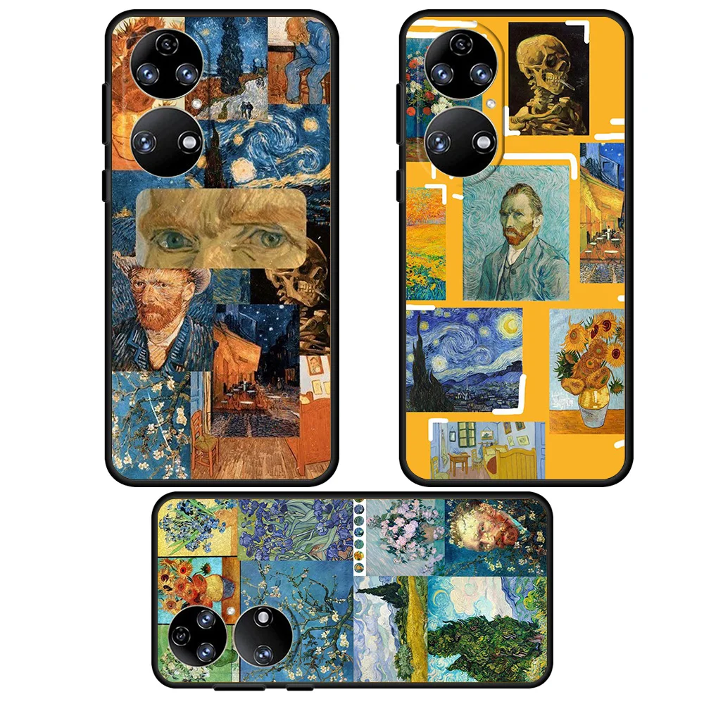 

Black Soft Sexy Case Coque for Huawei Nova 9 SE P30 P20 Pro P50 P40 Lite 2021 E P Smart Z Phone Cover Van Gogh Starry Sky Art