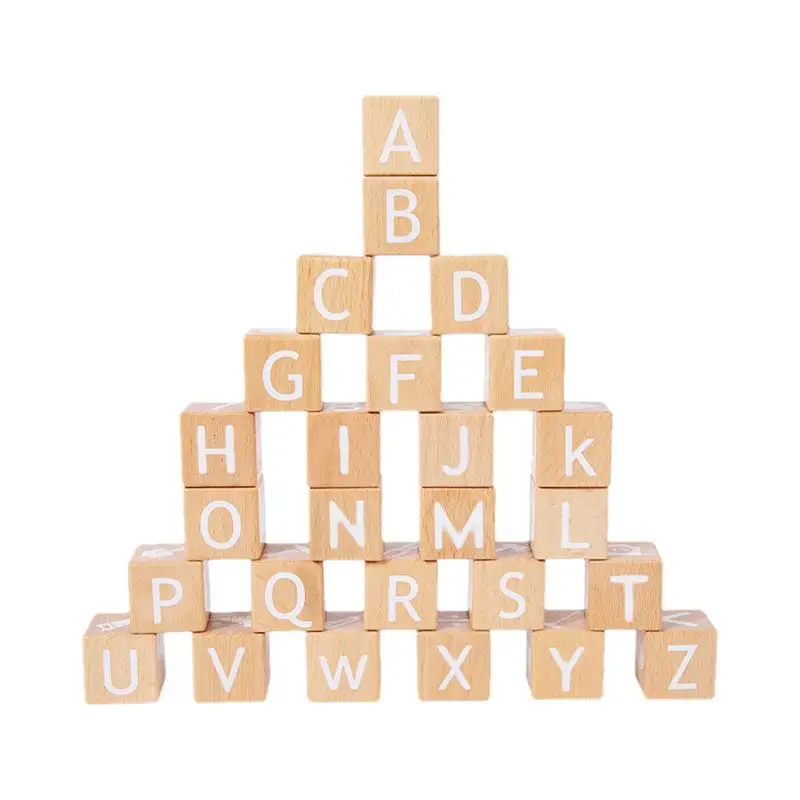 

Wooden Letter Blocks Stacking Up Square Wood Toy Six Sided Alphabet Stacking Game Kids Developmental Cognitive Toys for Children