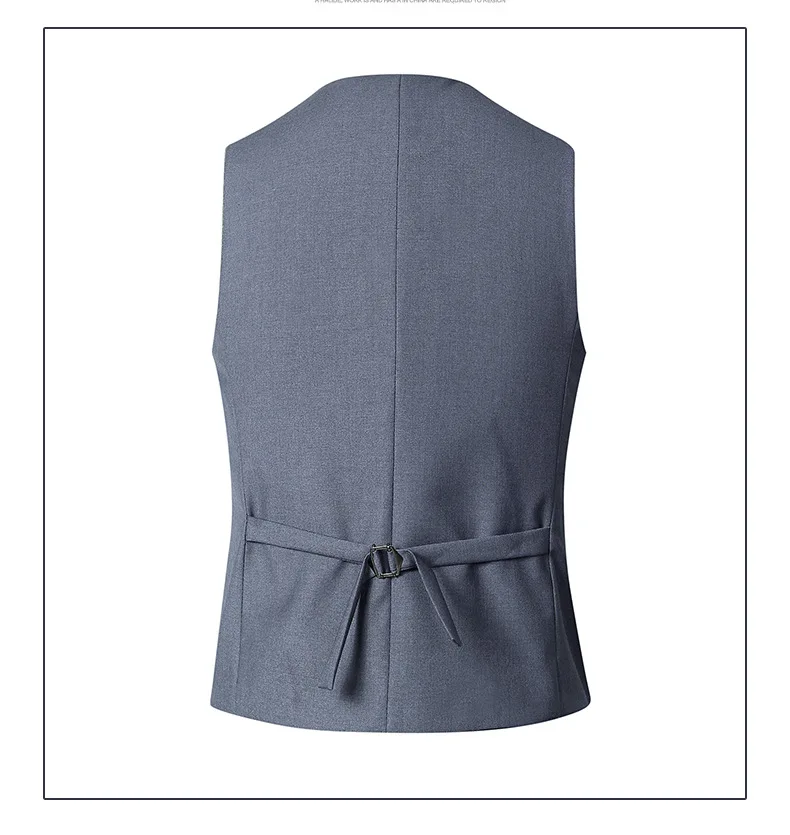 Elegant gentleman slim suit waistcoat men's vest gray black navy blue casual fashion V-neck work style