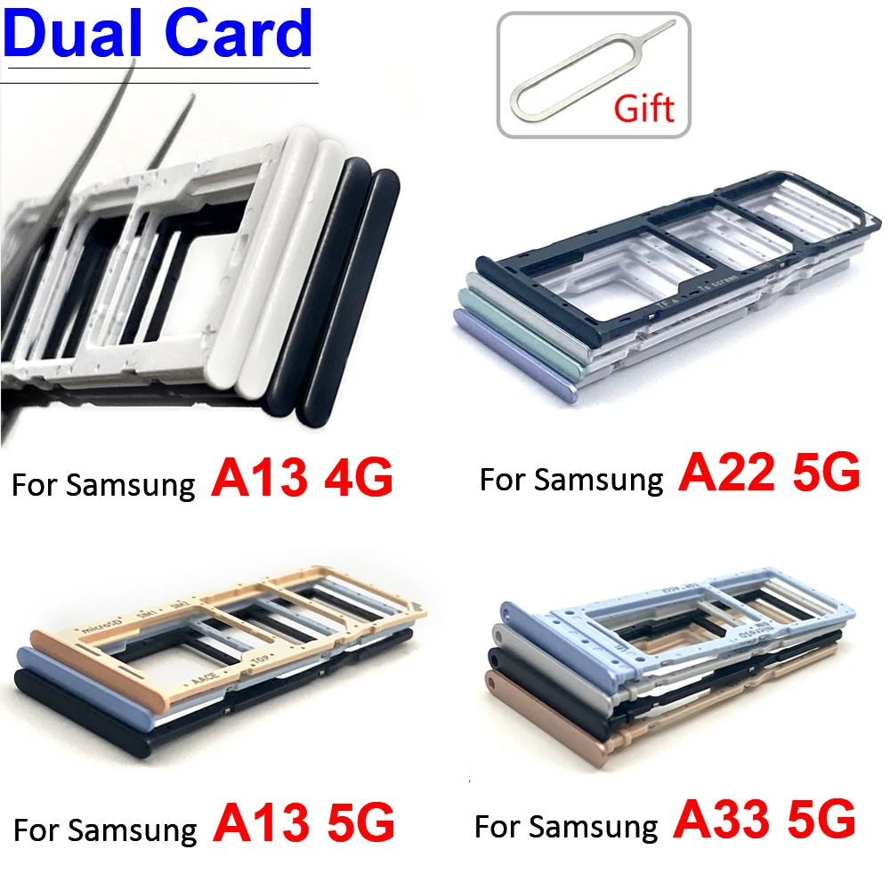 

Original Dual Card SIM Card Tray Chip Slot drawer Holder Adapter For Samsung Galaxy A13 A22 4G A33 5G Replacement Part + Pin