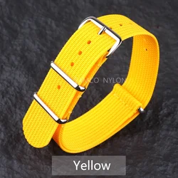 Comfortable Ribbed Nylon Watch Strap - Military - Inspired Washable Band for Men (Yellow)