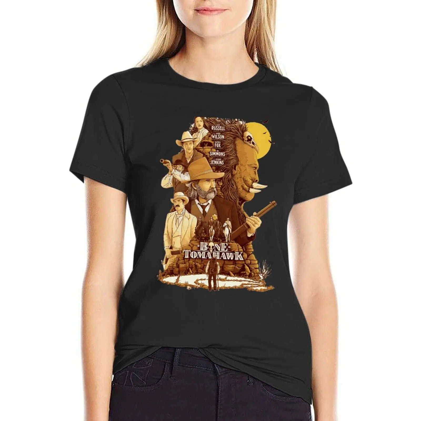 

Bone Tomahawk Western Movie Artwork T-Shirt summer clothes cute clothes summer tops tops workout shirts for Women