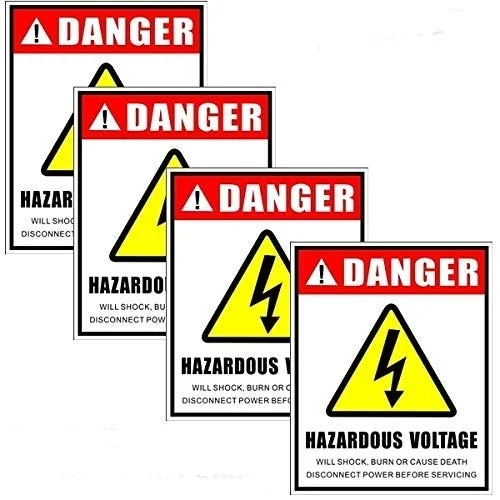 

4xOutdoor/Indoor Hazardous Voltage Danger Shock Hazard High Electrical Safety Warning Sign Label Sticker Decal